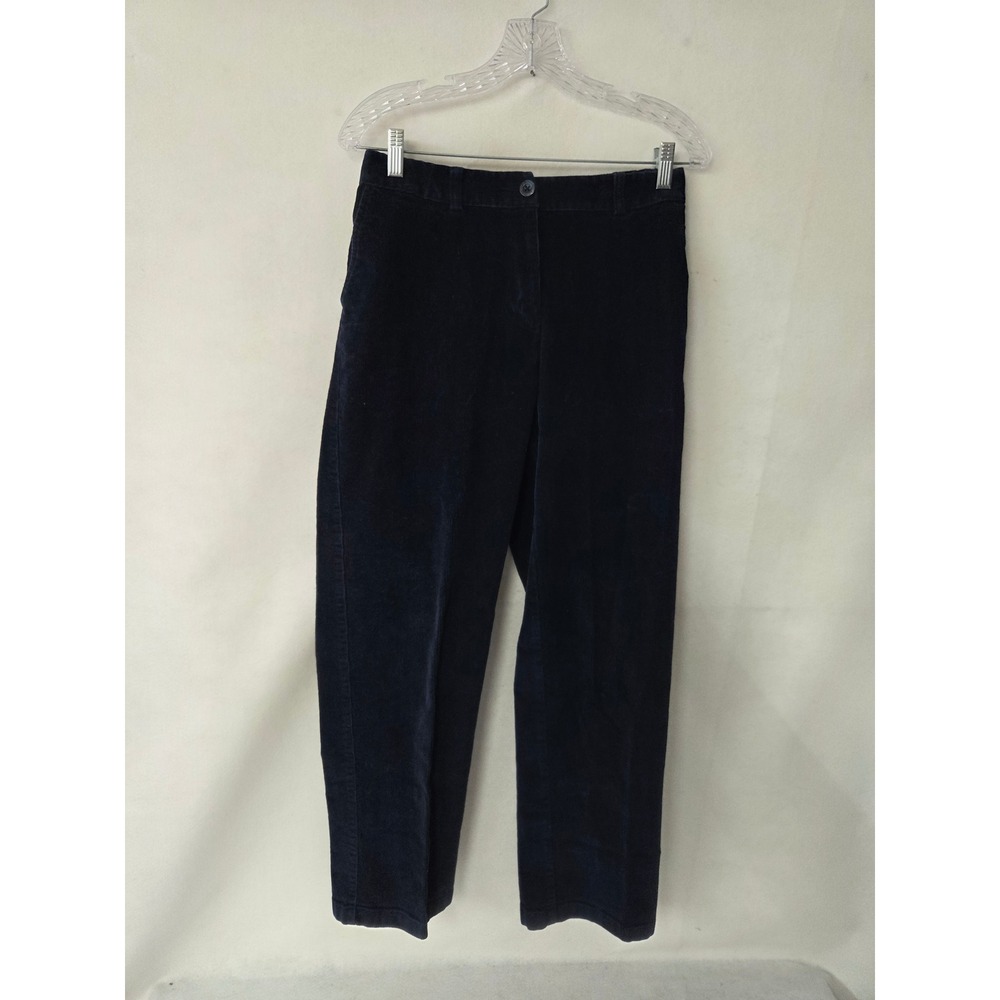LL Bean Classic Fit Curvy Corduroy Pants Navy Blue 8 Reg 257327 Back Elastic